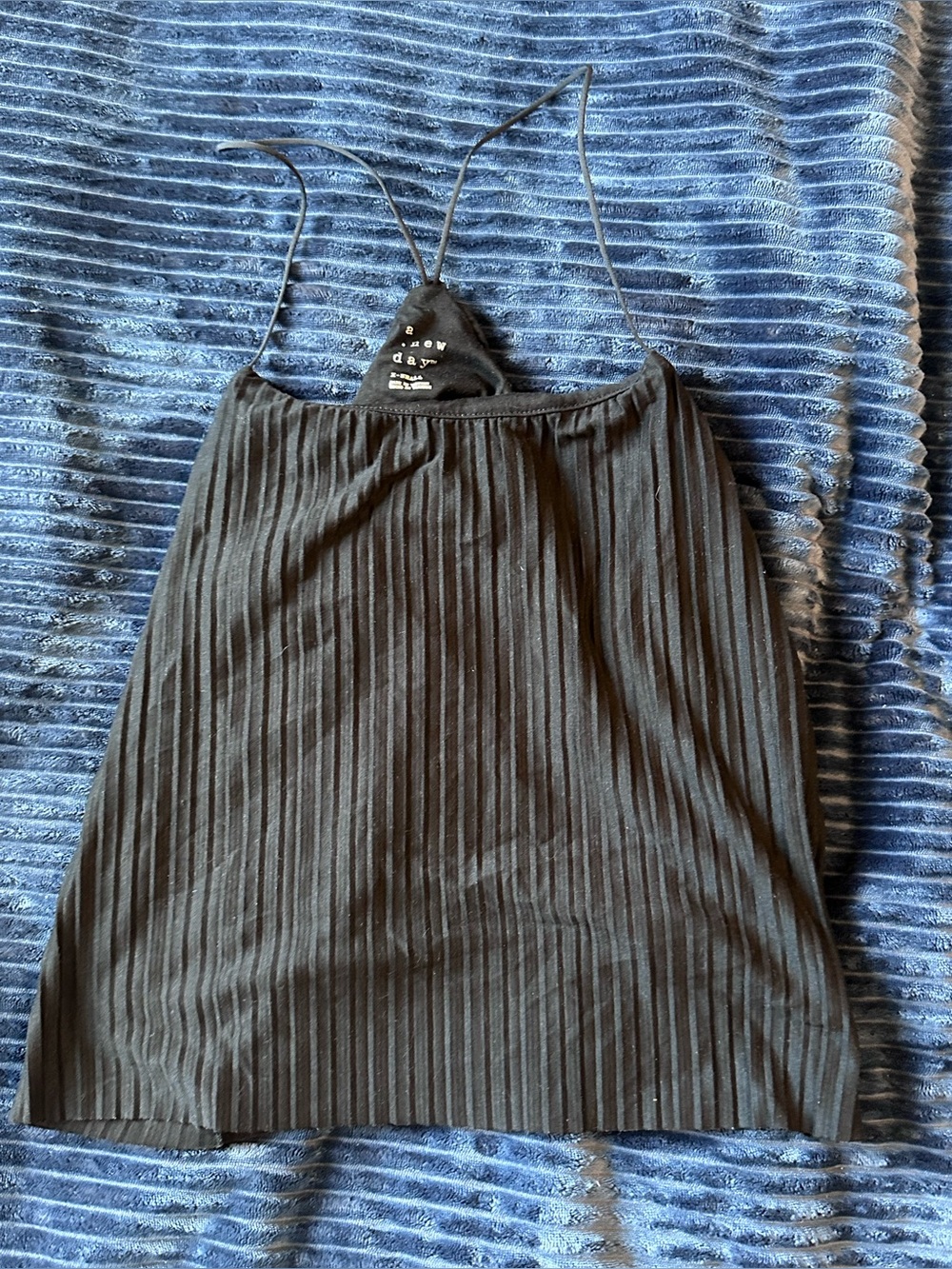 Black Ribbed spaghetti strap tank